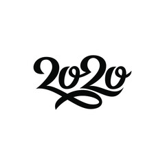 happy 2020 letter typography flat illustration design isolated background 