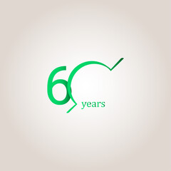 60 Years Anniversary Celebration Green Line Vector Template Design Illustration