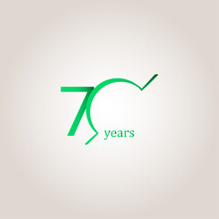 70 Years Anniversary Celebration Green Line Vector Template Design Illustration
