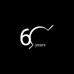 60 Years Anniversary Celebration White Line Vector Template Design Illustration