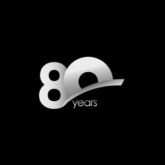 80 Years Anniversary Celebration White Shape Vector Template Design Illustration