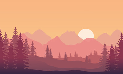 Amazing nature scenery at sunset. City vector