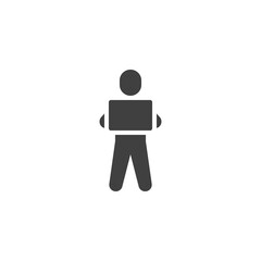 Demonstration, protest vector icon. filled flat sign for mobile concept and web design. Man with blank placard glyph icon. Symbol, logo illustration. Vector graphics