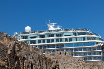 Cruise ship in the port of Rhodes
