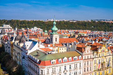 Naklejka na ściany i meble Aerial view of architecture of Prague. Czech Republic