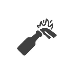 Molotov cocktail bottle vector icon. filled flat sign for mobile concept and web design. Fire bottle burning glyph icon. Symbol, logo illustration. Vector graphics