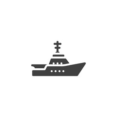 Obraz premium Yacht, boat vector icon. filled flat sign for mobile concept and web design. Ship boat glyph icon. Symbol, logo illustration. Vector graphics