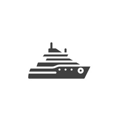 Obraz premium Cruise ship boat vector icon. filled flat sign for mobile concept and web design. Yacht ship glyph icon. Symbol, logo illustration. Vector graphics