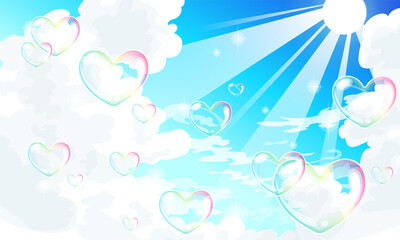 空　ハートのシャボン玉