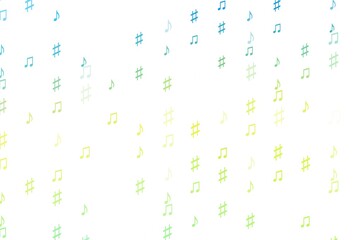 Light Blue, Yellow vector template with musical symbols.