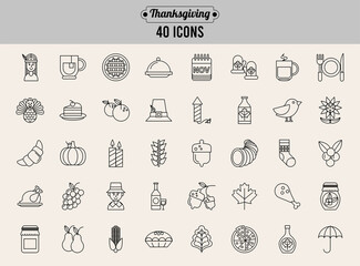 bundle of fourty thanksgiving day set icons