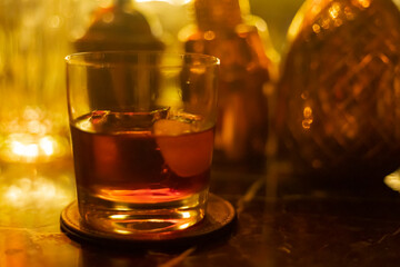 Classic cocktail close up, soft focus