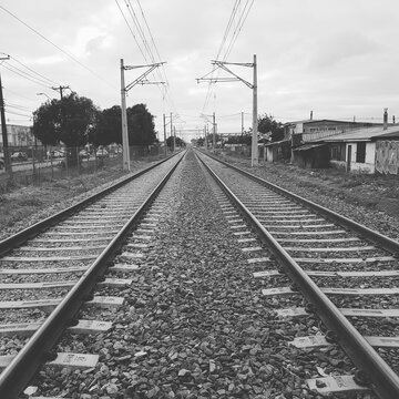 train line black and white