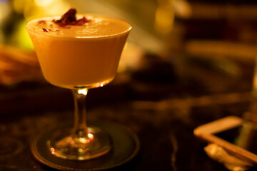 Classic cocktail close up, soft focus