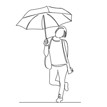 girl under an umbrella in the rain