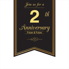 2 Year anniversary celebration vector template illustration