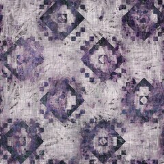 Dark moody purple and green geometric shape seamless textural repeat pattern. Highly intricate and deeply detailed background swatch. Luxurious rich fashion textile geo feel.