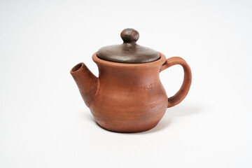 ceramic product with your own hands, made on a Potter's wheel, isolated on a white background