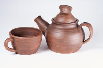 ceramic product with your own hands, made on a Potter's wheel, isolated on a white background