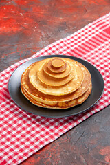 Pumkin pie pancake breakfast vertical view stock image