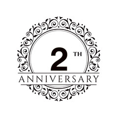 2 Year anniversary celebration vector template illustration
