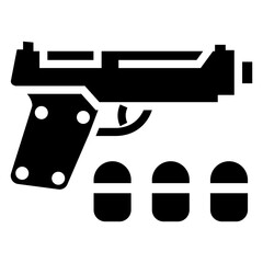 Criminal pistol vector in solid design 