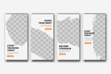 Gym and fitness instagram stories template Premium vector