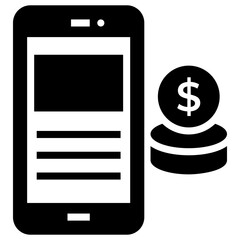 Mobile app monetization icon in glyph design 