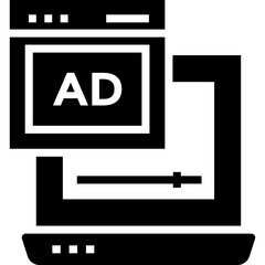 Ads network icon in glyph design 