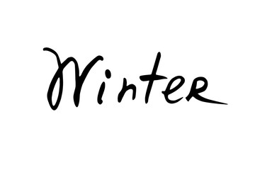 Winter time hand lettering vector doodle illustration. Winter season quotes and phrases for cards, banners, posters, scrapbooking, holiday design, Christmas celebration