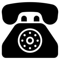 Solid vector design of telephone icon.