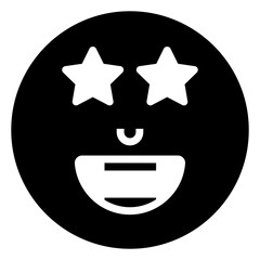 Icon of star eyed emoji in solid design