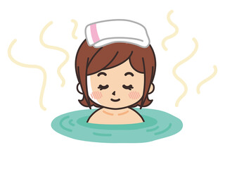 温泉に入浴する女性　風呂