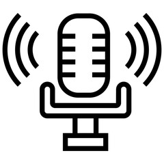 Audio instrument microphone line icon
