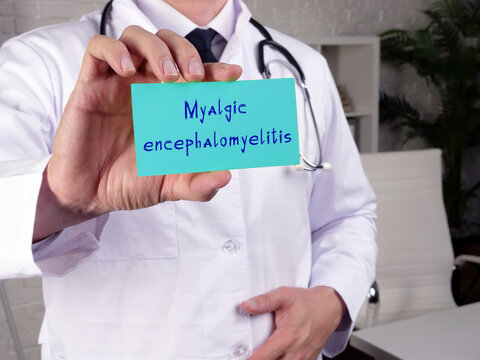Health care concept meaning Myalgic encephalomyelitis with inscription on the piece of paper.