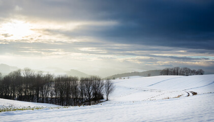 Winter landscape in Hochwolkersdorf Bucklige Welt Lower Austria