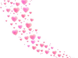 ピンクのハートが曲がって連なる色鉛筆調の背景イラスト