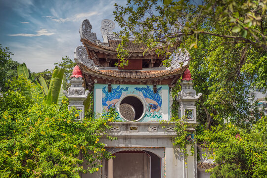 Temple Ngoc Son in Hanoi, Vietnam.Temple of Literature is also called temple of Confucius