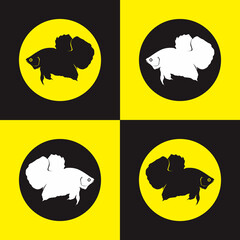 Vector silhouette of a betta fish with four backgrounds