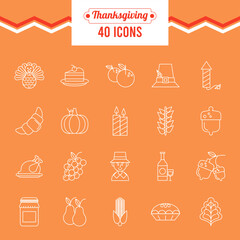 bundle of twenty thanksgiving day set icons