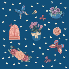 A set of vector cute Doodle illustrations with graphic design elements. Fashion design for children's