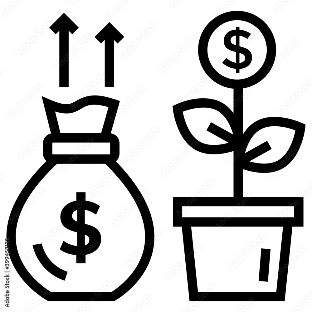 Sticker Financial growth icon in line design.