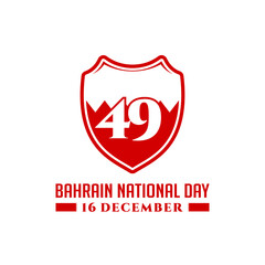 49 Bahrain National Day. 16 December. Arabic Text Translation: Our National Day. Flag of Bahrain. Vector Illustration.