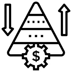 Line design of risk pyramid icon.