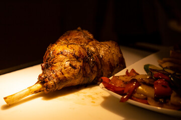 Roast leg of lamb - carving station