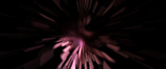 Light particle trails. Light explosion star with glowing particles and lines. Beautiful moving abstract rays background.