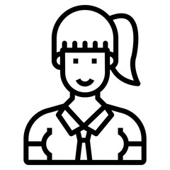 Female receptionist icon in line design 