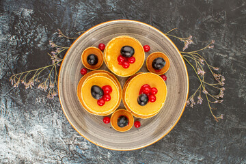 Above view of buttermilk pancakes for breakfast stock image