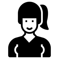 Female receptionist icon in solid design 