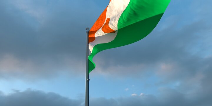 3d rendering of the national flag of the Niger